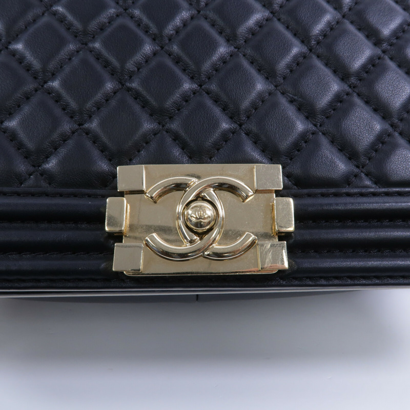 CHANEL 羊皮皮革Boy 25鏈帶手挽肩背兩用袋-6