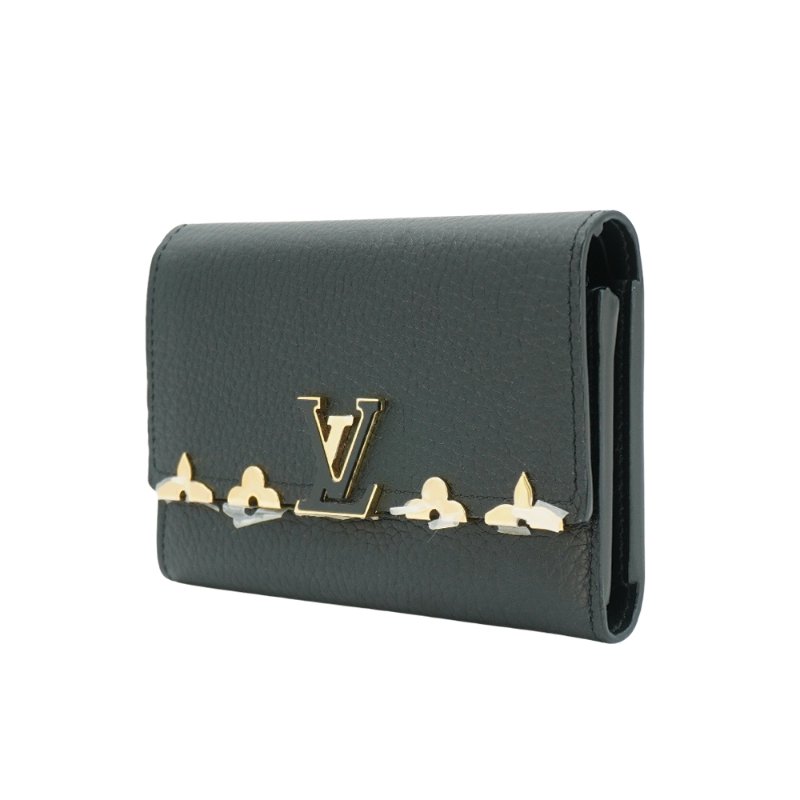 Louis Vuitton 展示品 Capucines Taurillon 牛皮釦式三折中夾(M82764-黑)-1
