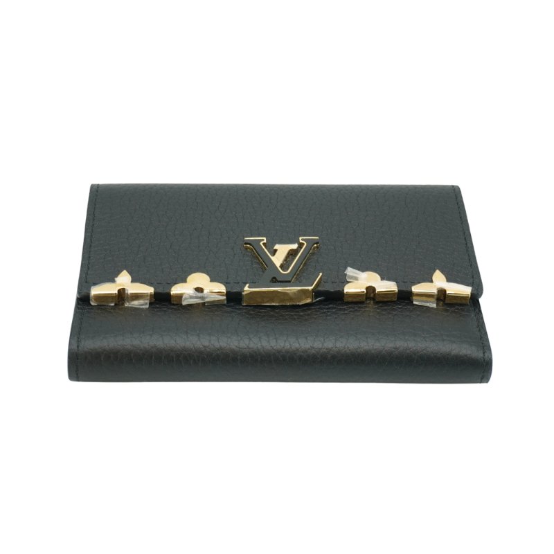 Louis Vuitton 展示品 Capucines Taurillon 牛皮釦式三折中夾(M82764-黑)-3