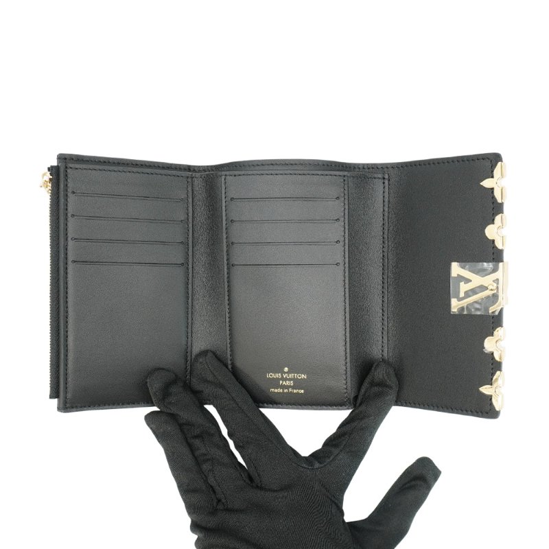 Louis Vuitton 展示品 Capucines Taurillon 牛皮釦式三折中夾(M82764-黑)-4