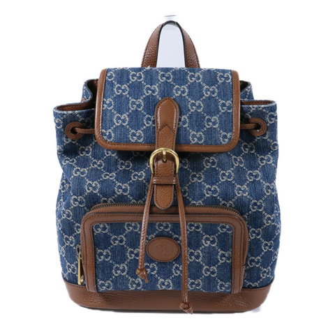 GUCCI 牛仔布/牛皮皮革GG Backpack背包