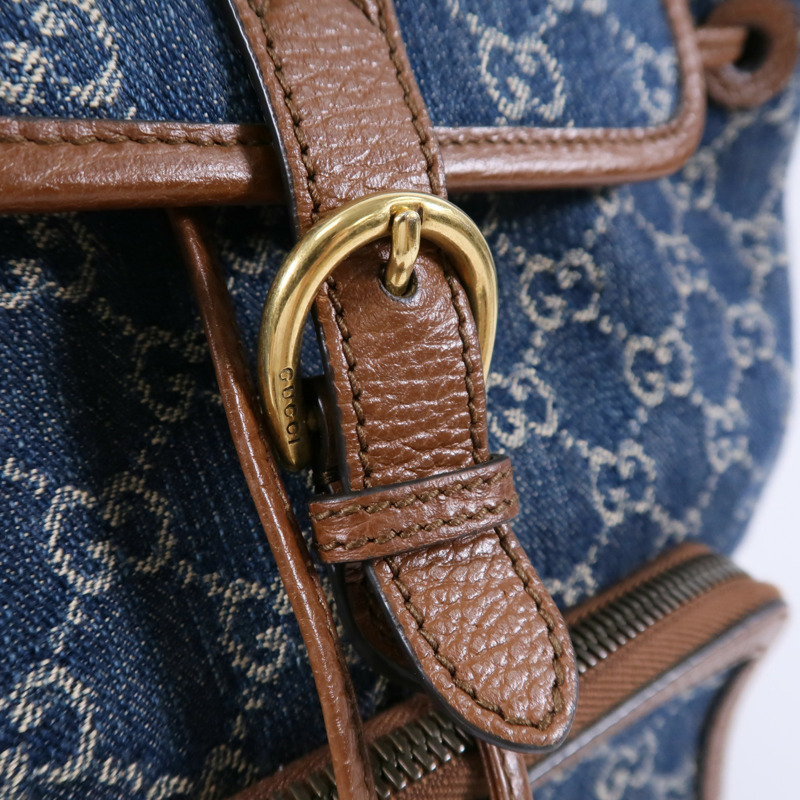 GUCCI 牛仔布/牛皮皮革GG Backpack背包-7