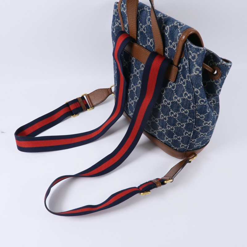 GUCCI 牛仔布/牛皮皮革GG Backpack背包-9