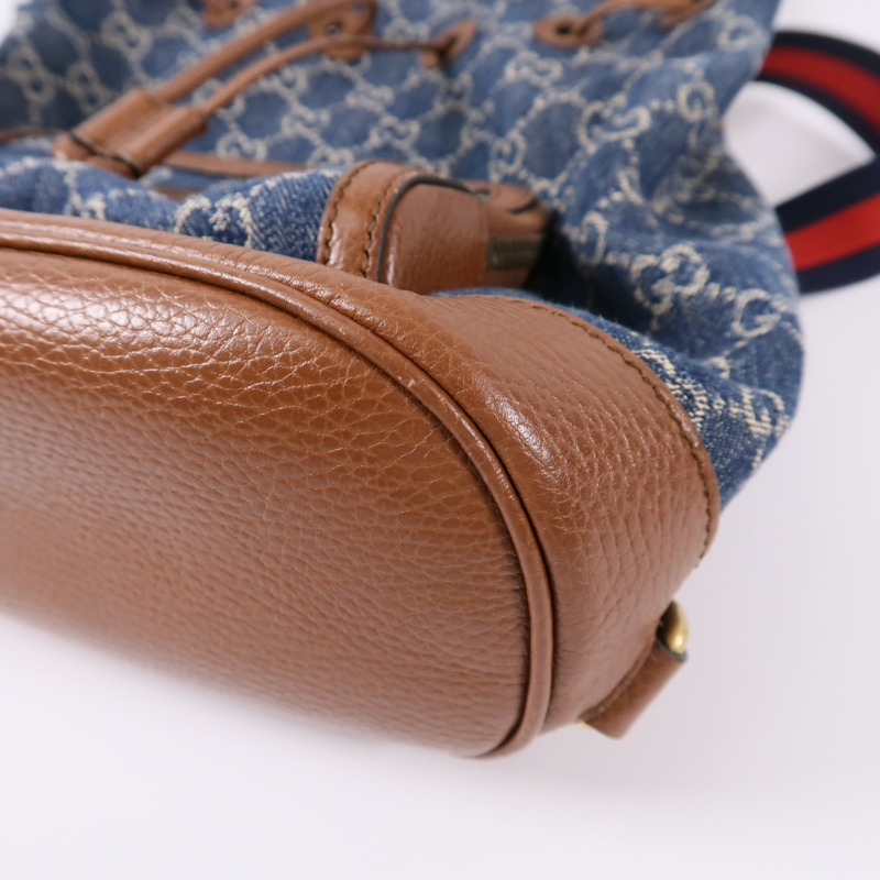 GUCCI 牛仔布/牛皮皮革GG Backpack背包-10