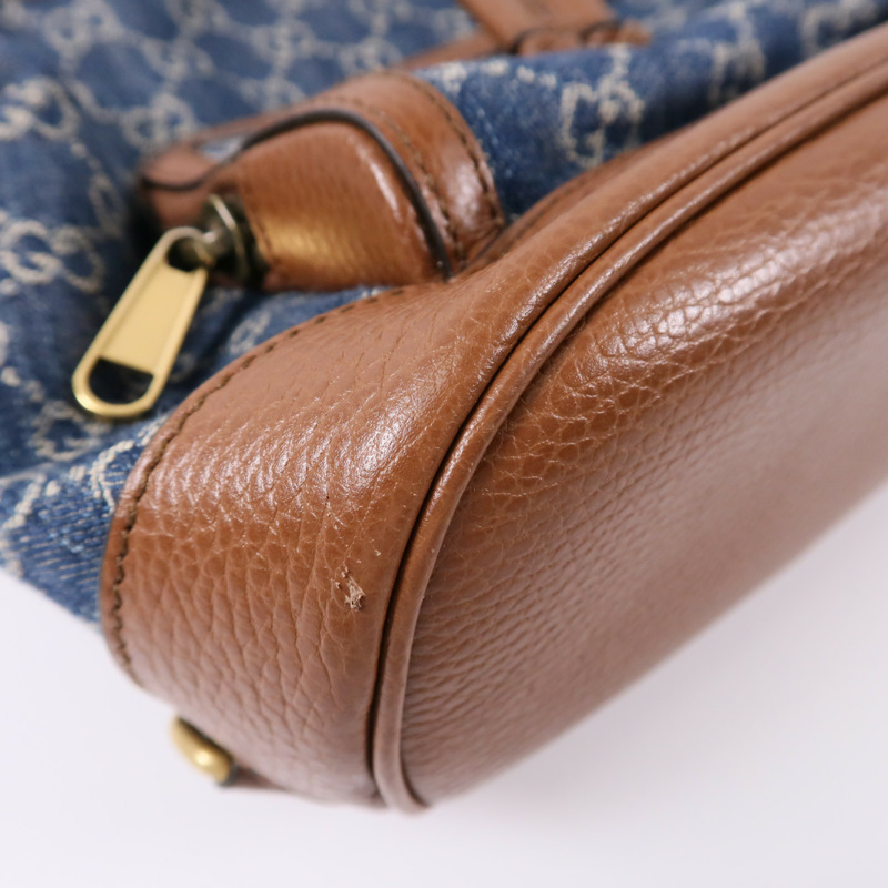 GUCCI 牛仔布/牛皮皮革GG Backpack背包-11