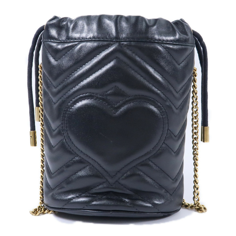 GUCCI 牛皮皮革GG Marmont Mini Bucket鏈帶肩背袋-1