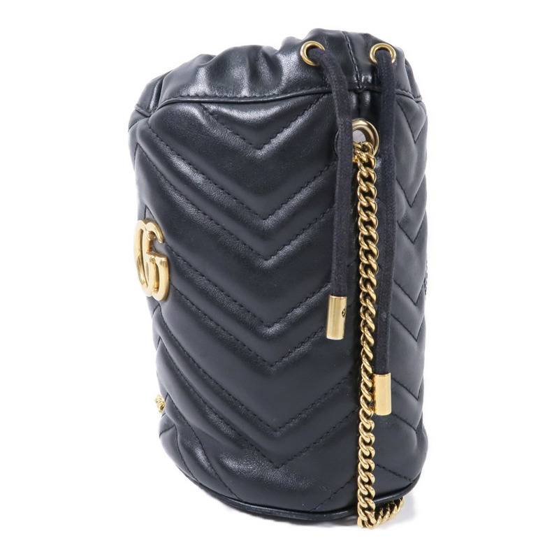 GUCCI 牛皮皮革GG Marmont Mini Bucket鏈帶肩背袋-2