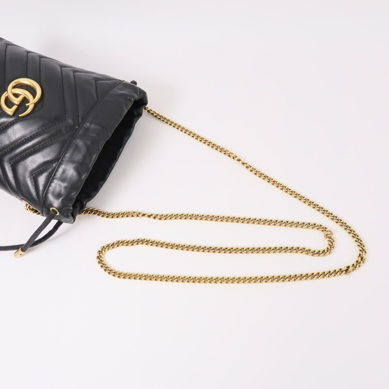 GUCCI 牛皮皮革GG Marmont Mini Bucket鏈帶肩背袋-7