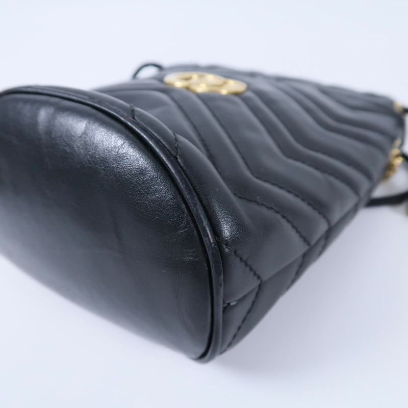 GUCCI 牛皮皮革GG Marmont Mini Bucket鏈帶肩背袋-8