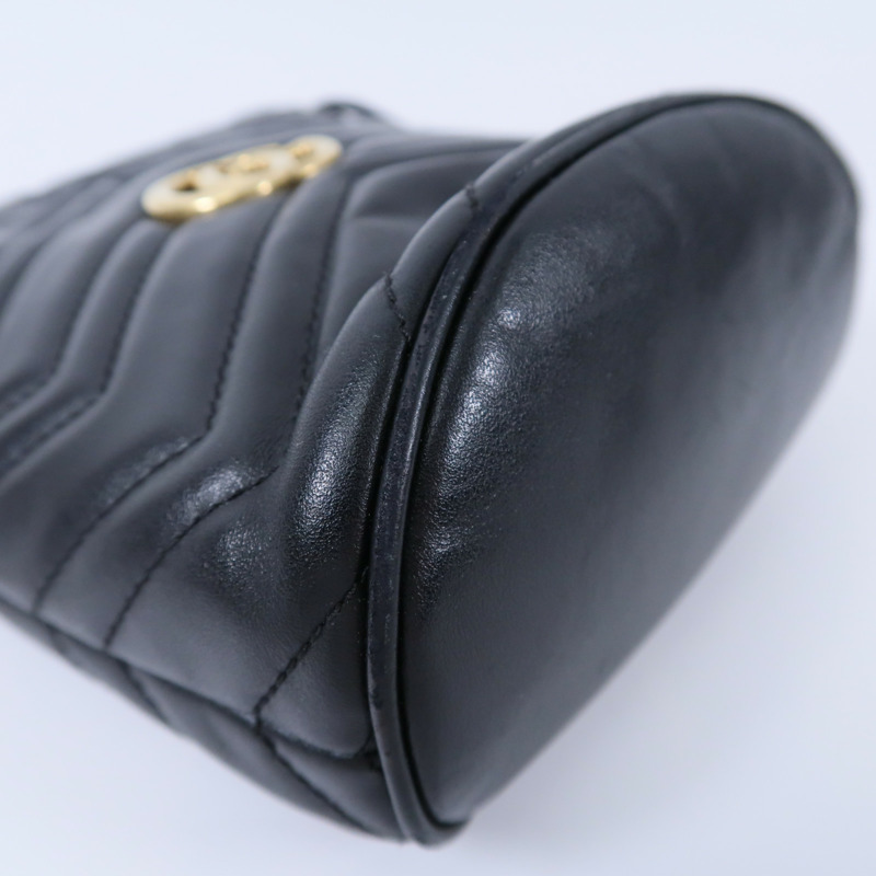 GUCCI 牛皮皮革GG Marmont Mini Bucket鏈帶肩背袋-9