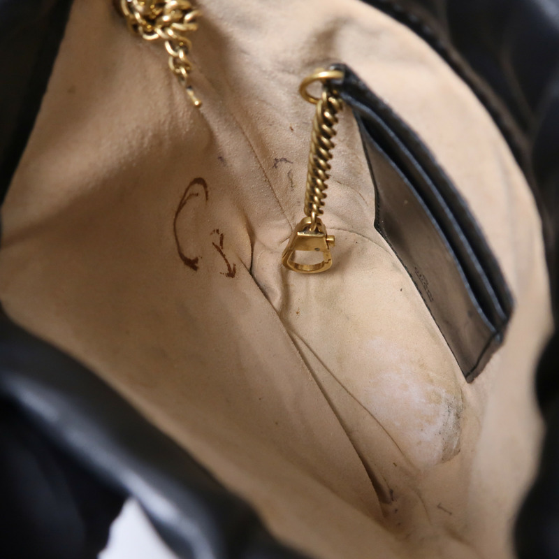 GUCCI 牛皮皮革GG Marmont Mini Bucket鏈帶肩背袋-12