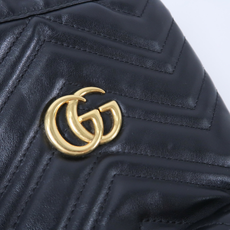 GUCCI 牛皮皮革GG Marmont Mini Bucket鏈帶肩背袋-13