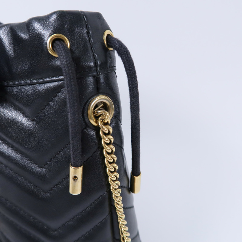 GUCCI 牛皮皮革GG Marmont Mini Bucket鏈帶肩背袋-14