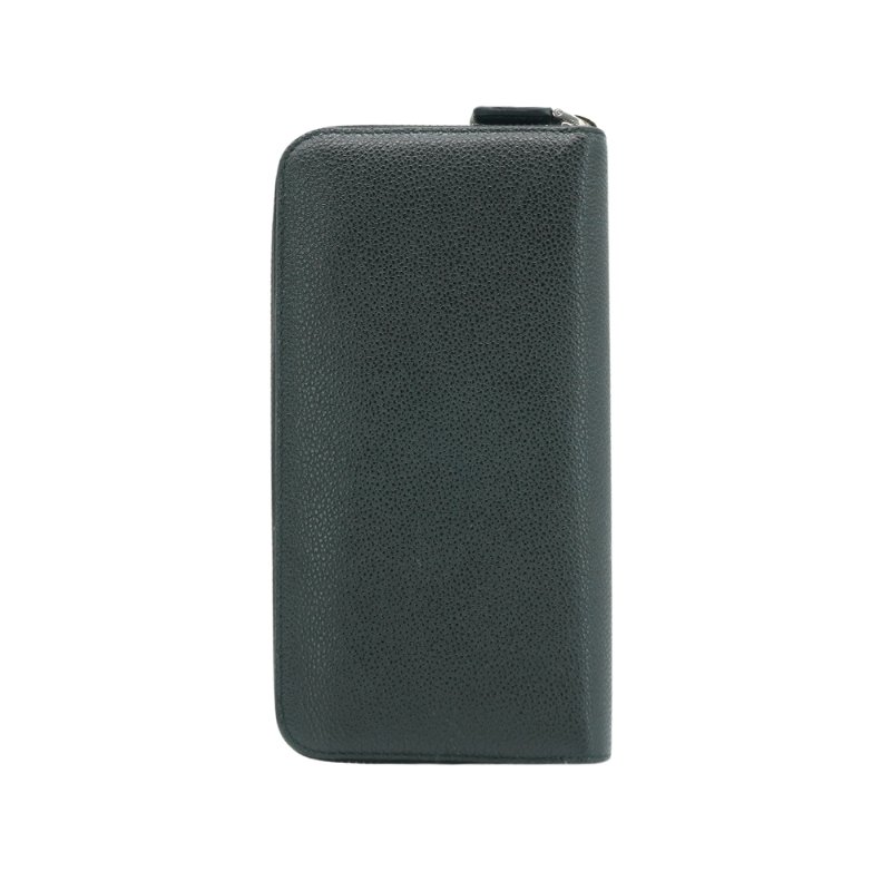 Prada 銀三角logo荔紋牛皮拉鍊長夾(2ML317-黑)-2