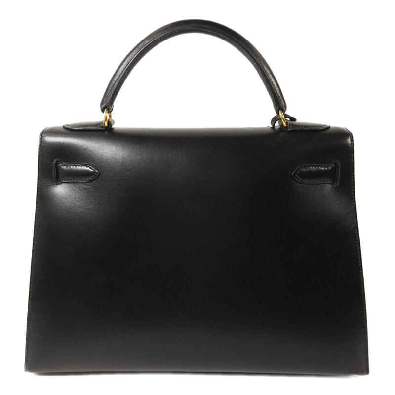 HERMES Box Calf皮革Kelly 32手挽肩背兩用袋Noir-1