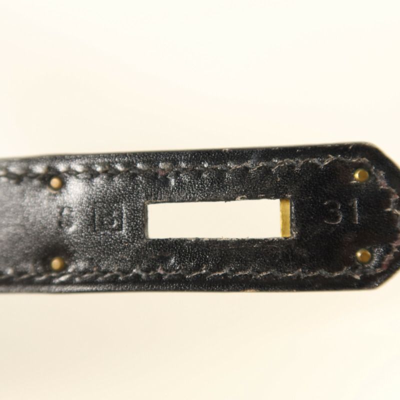 HERMES Box Calf皮革Kelly 32手挽肩背兩用袋Noir-6
