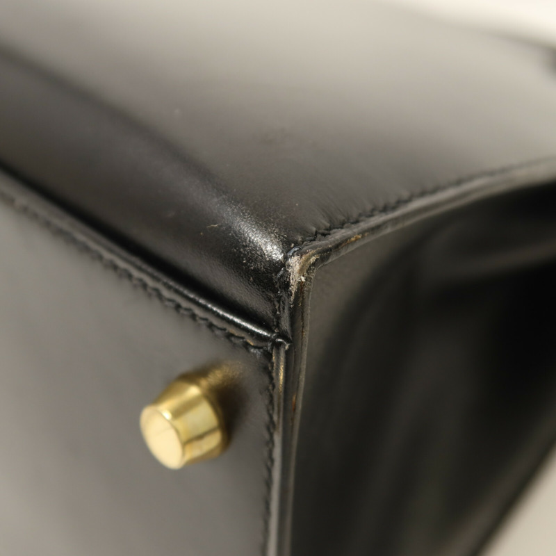 HERMES Box Calf皮革Kelly 32手挽肩背兩用袋Noir-13