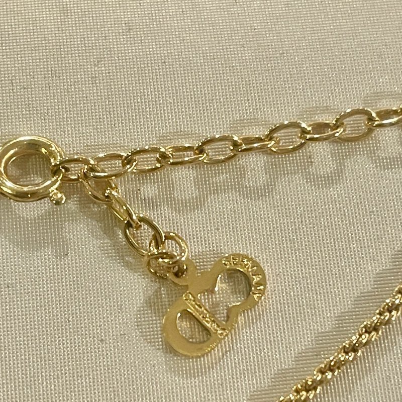 VINTAGE DIOR金色中空橢圓形品牌刻字古董項鍊-8
