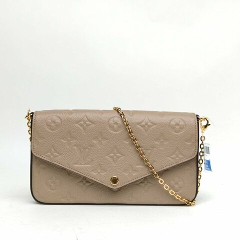 LOUIS VUITTON POCHETTEFELICIE三合一鏈條包灰色牛皮晶片肩背包