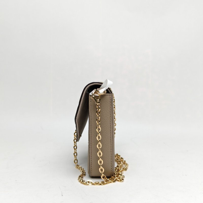 LOUIS VUITTON POCHETTEFELICIE三合一鏈條包灰色牛皮晶片肩背包-1