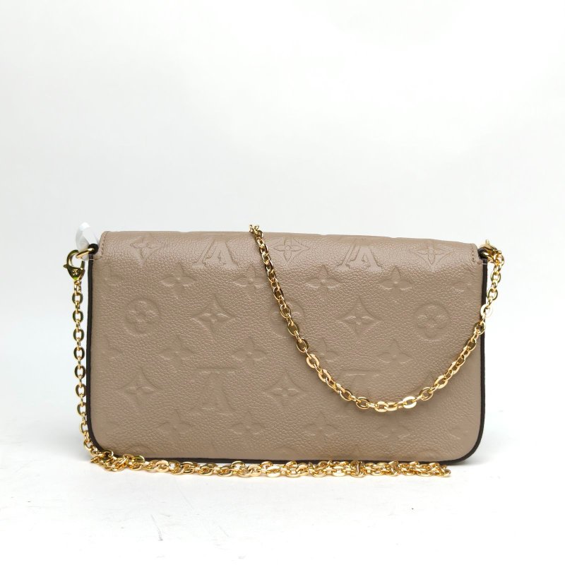 LOUIS VUITTON POCHETTEFELICIE三合一鏈條包灰色牛皮晶片肩背包-2