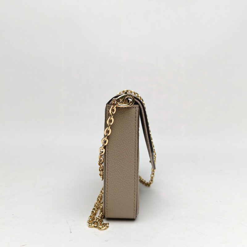 LOUIS VUITTON POCHETTEFELICIE三合一鏈條包灰色牛皮晶片肩背包-3