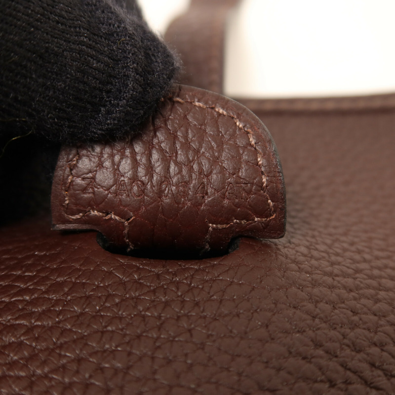 HERMES Clemence皮革Evelyne PM肩背袋Rouge Sellier-7