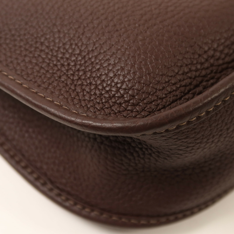 HERMES Clemence皮革Evelyne PM肩背袋Rouge Sellier-11
