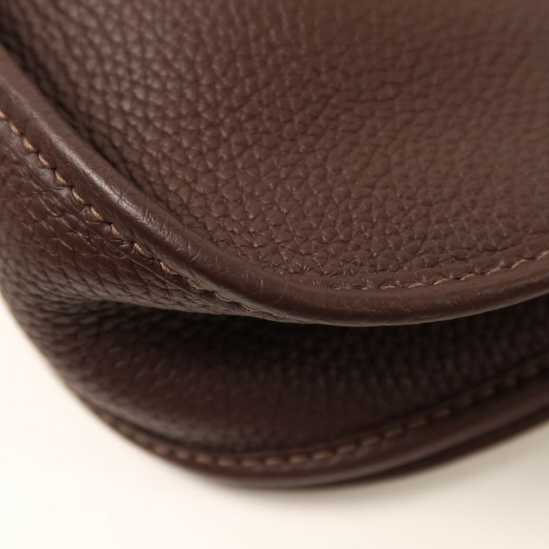 HERMES Clemence皮革Evelyne PM肩背袋Rouge Sellier-12