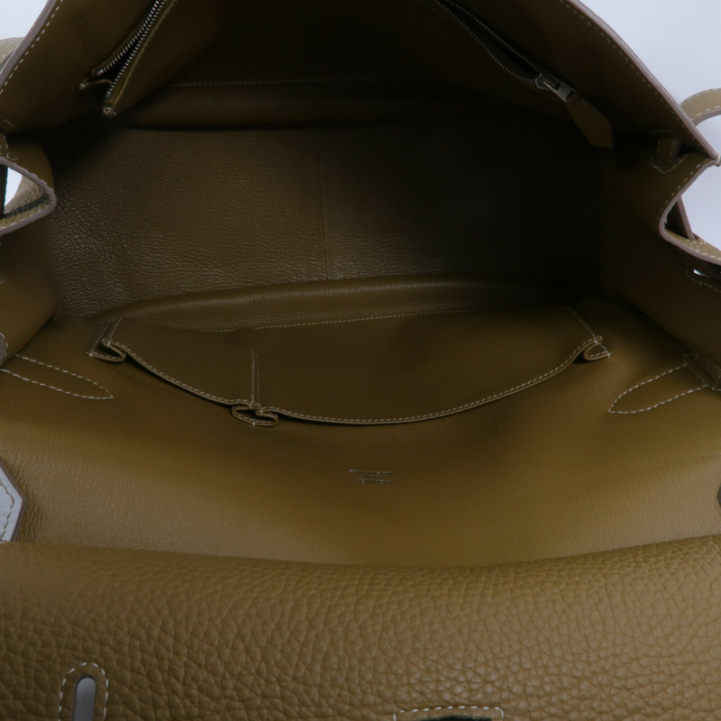 HERMES Clemence皮革Jypesiere 34肩背袋Kraft/Gris Pearl-4
