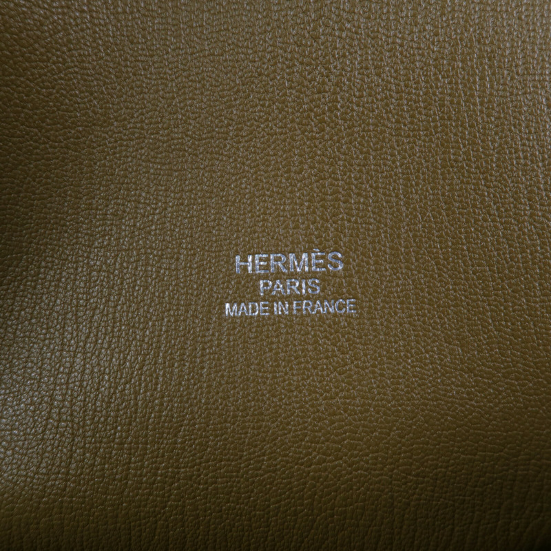 HERMES Clemence皮革Jypesiere 34肩背袋Kraft/Gris Pearl-5