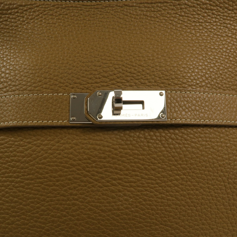 HERMES Clemence皮革Jypesiere 34肩背袋Kraft/Gris Pearl-6