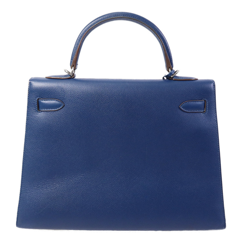 HERMES Epsom皮革Kelly 32 Club手挽肩背兩用袋Bleu Thalassa/Blanc-1
