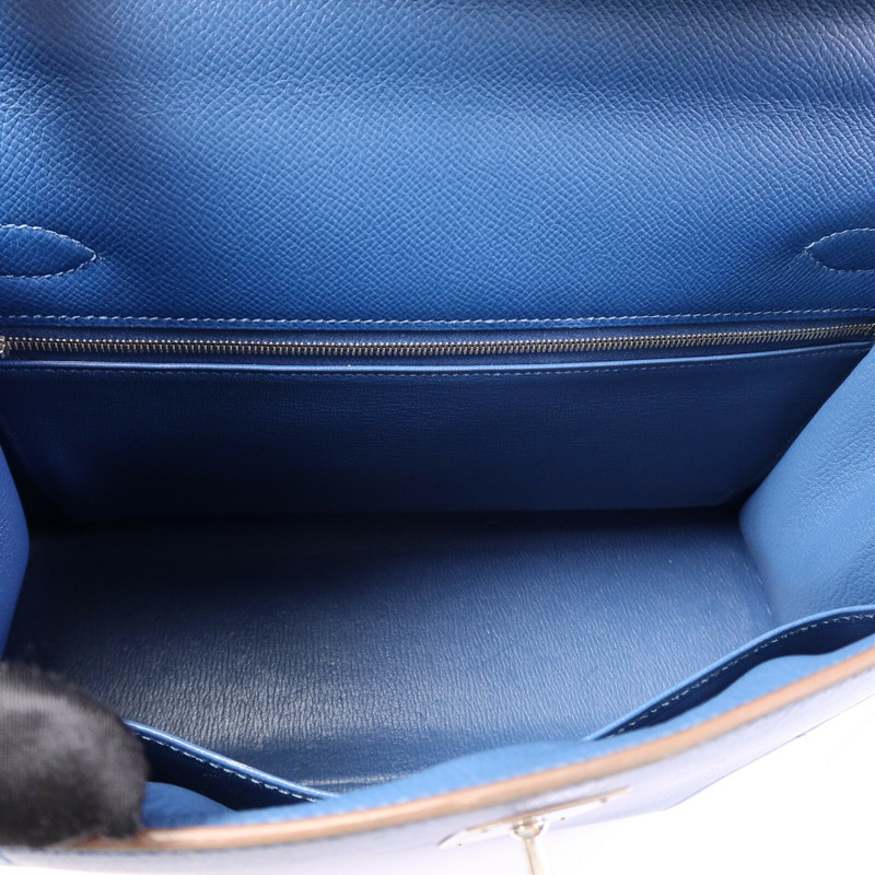 HERMES Epsom皮革Kelly 32 Club手挽肩背兩用袋Bleu Thalassa/Blanc-4
