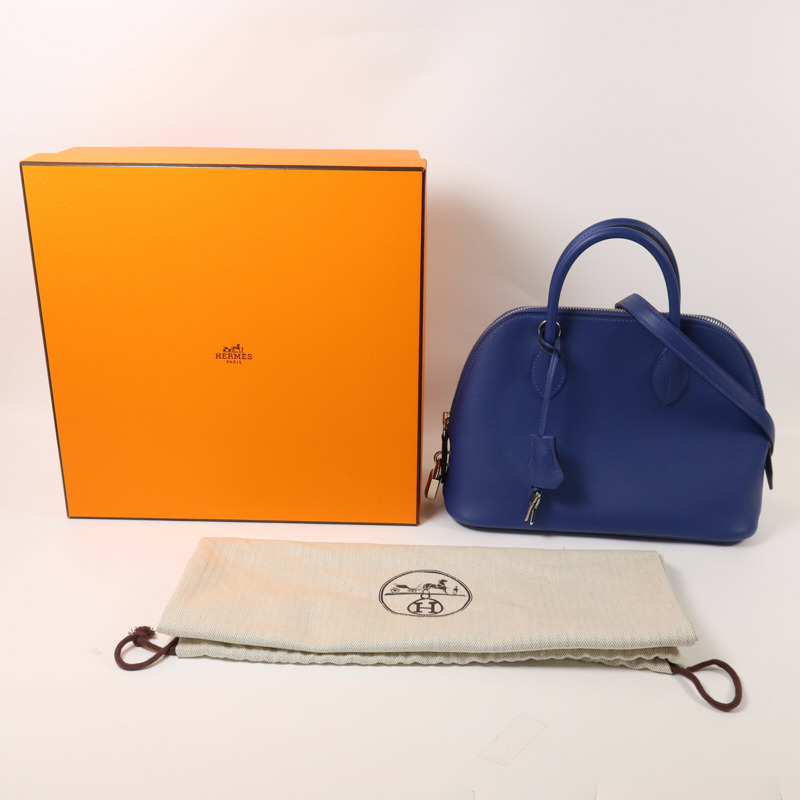 HERMES Evercolor皮革Bolide 25手挽肩背兩用袋Bleu Saphir/Cassis-8