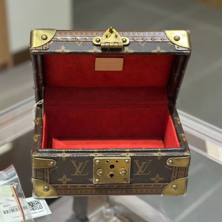 LV/路易威登 Coffret Tresor 20老花首飾箱 經典老花+金屬邊角 紅內里  尺寸：20*12*10cm-4