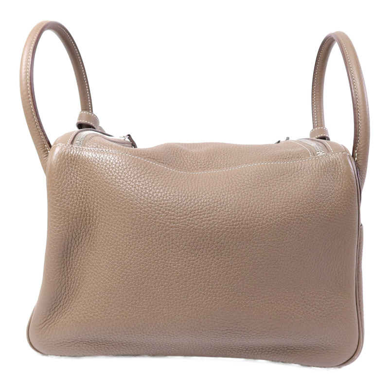HERMES Clemence皮革Lindy 30手挽肩背兩用袋Etoupe-1