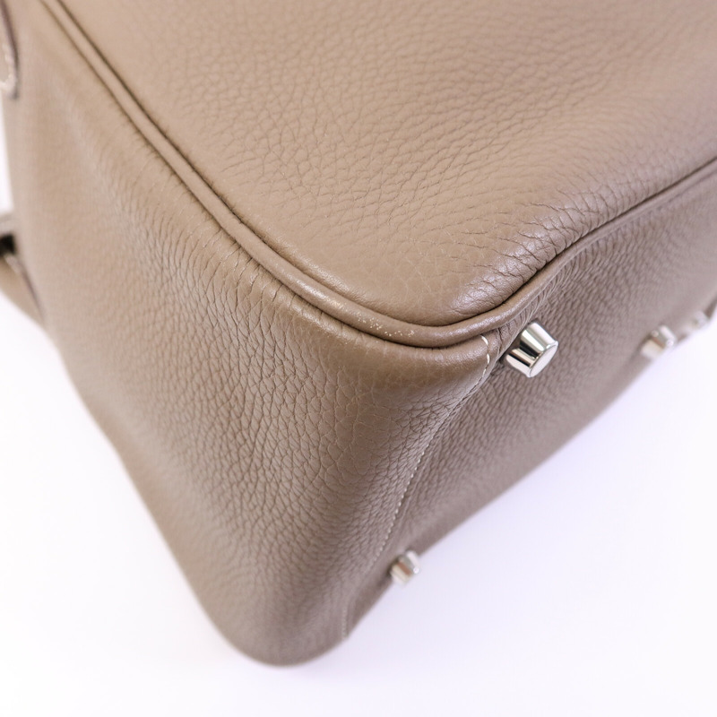 HERMES Clemence皮革Lindy 30手挽肩背兩用袋Etoupe-11