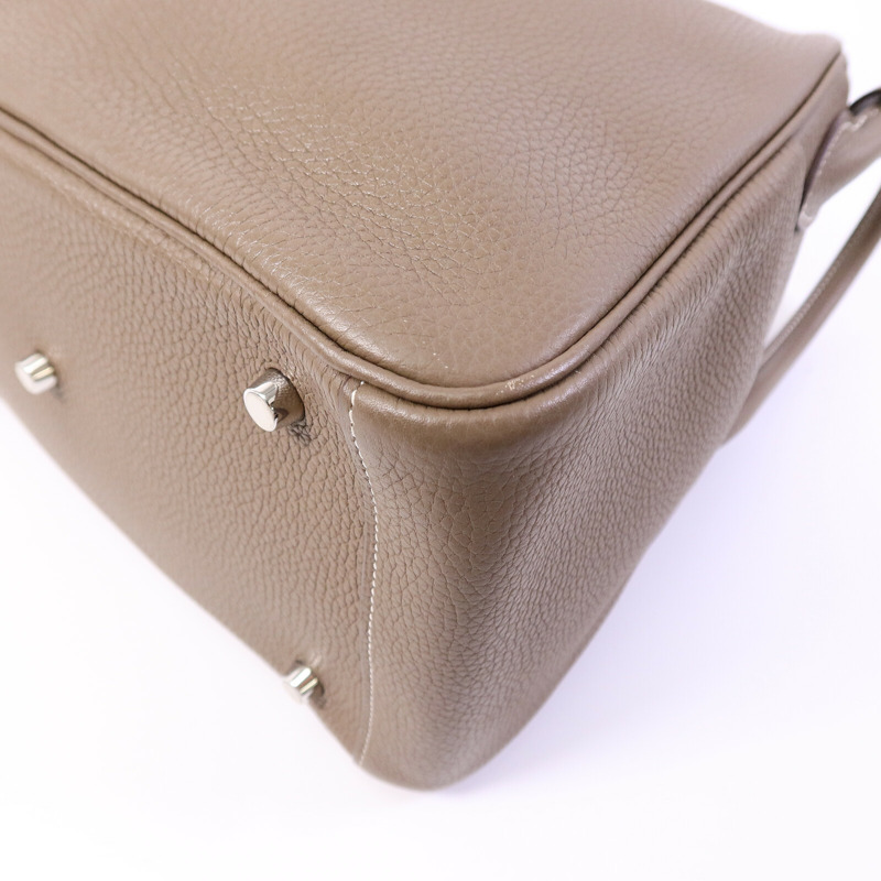 HERMES Clemence皮革Lindy 30手挽肩背兩用袋Etoupe-12