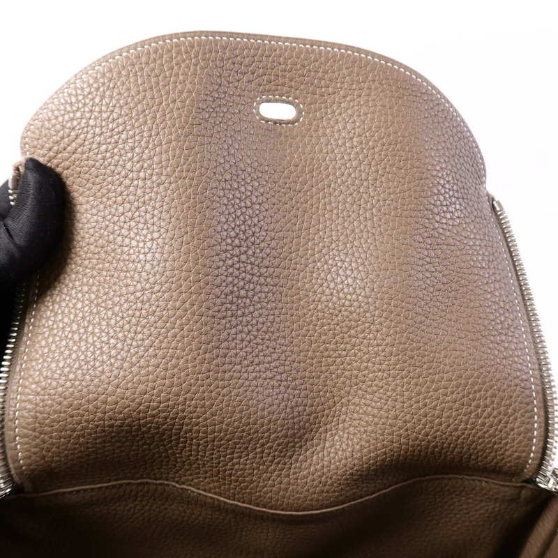 HERMES Clemence皮革Lindy 30手挽肩背兩用袋Etoupe-14