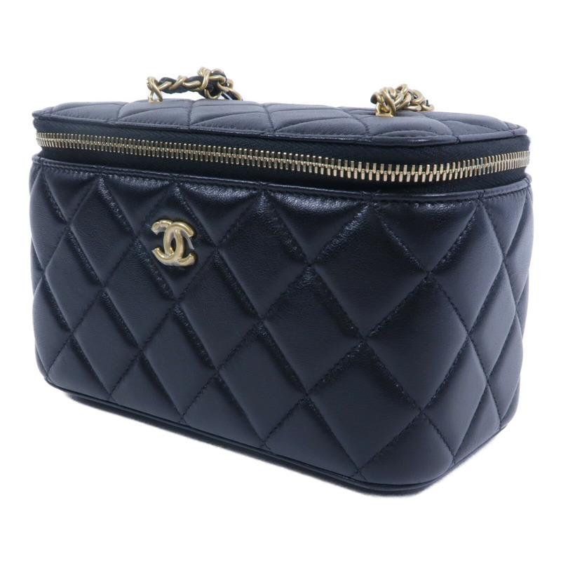 CHANEL 羊皮皮革Vanity Case With Gold Ball鏈帶手挽肩背兩用袋-2