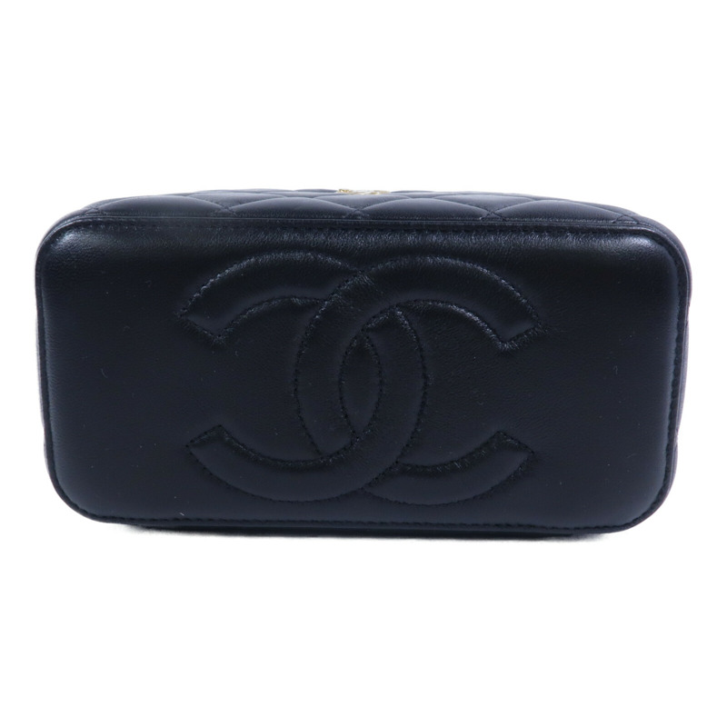 CHANEL 羊皮皮革Vanity Case With Gold Ball鏈帶手挽肩背兩用袋-3