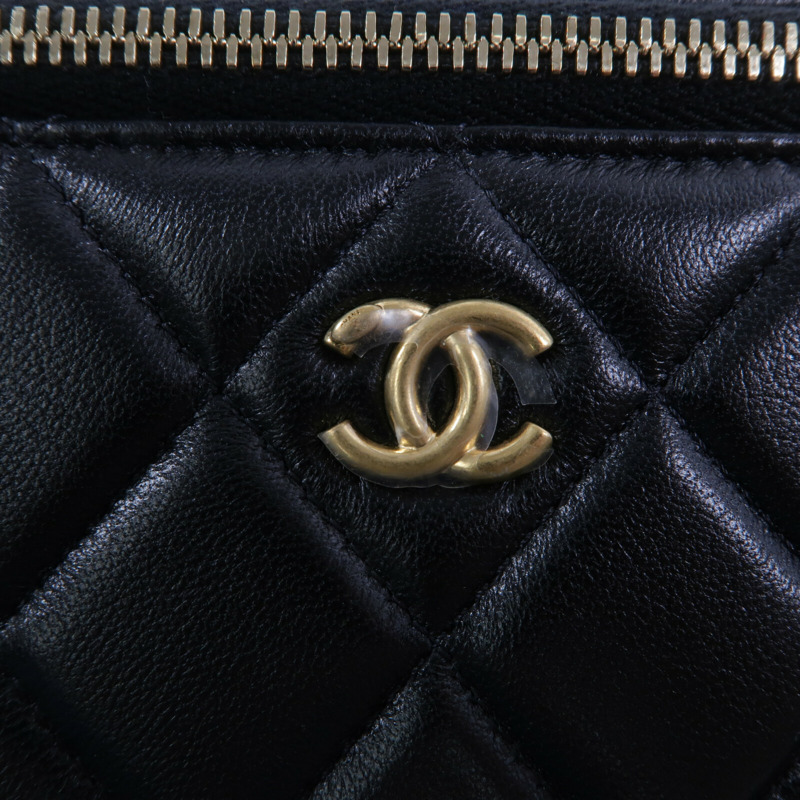CHANEL 羊皮皮革Vanity Case With Gold Ball鏈帶手挽肩背兩用袋-5