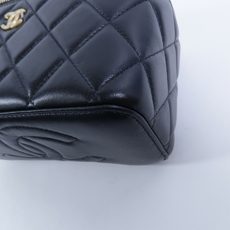 CHANEL 羊皮皮革Vanity Case With Gold Ball鏈帶手挽肩背兩用袋-15