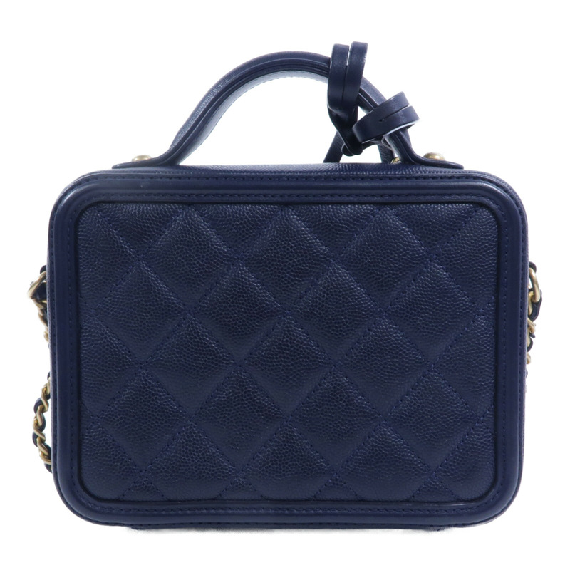 CHANEL 牛皮皮革CC Filigree Vanity Case鏈帶手挽肩背兩用袋-1