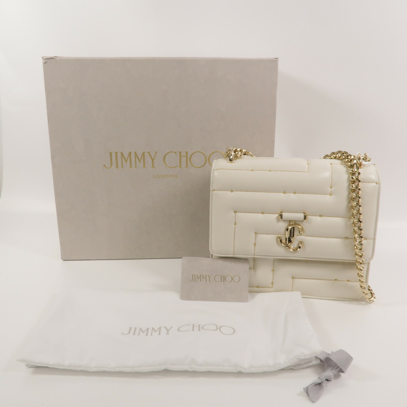 JIMMY CHOO 牛皮皮革Chain Shoulder鏈帶手挽肩背兩用袋-10