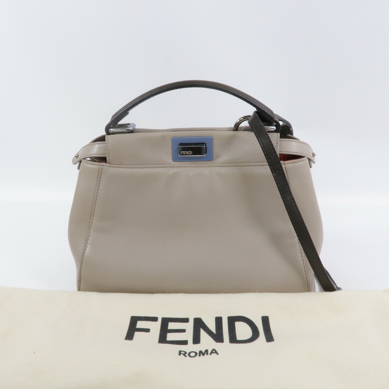 FENDI 羊皮皮革Peekaboo手挽肩背兩用袋-10