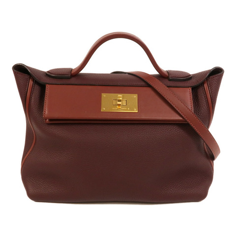 HERMES Clemence皮革24/24 29cm手挽肩背兩用袋Red/Rouge H