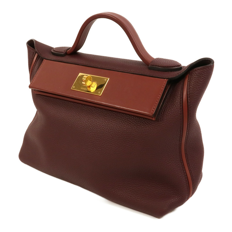 HERMES Clemence皮革24/24 29cm手挽肩背兩用袋Red/Rouge H-2