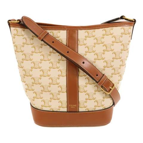 CELINE 塗層帆布Triomphe Bucket Bag Small肩背袋